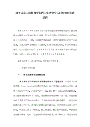 班子成员主题教育专题民主生活会个人对照检查发言提纲.docx