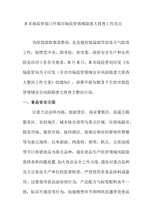 X市场监管部门开展市场监管领域隐患大排查工作亮点.docx