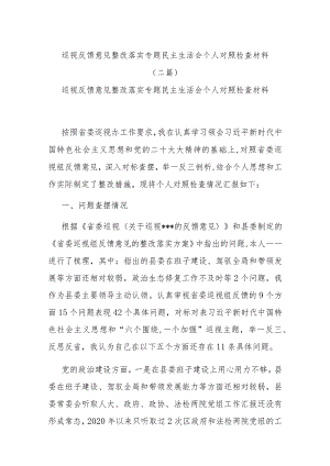 巡视反馈意见整改落实专题民主生活会个人对照检查材料(二篇).docx