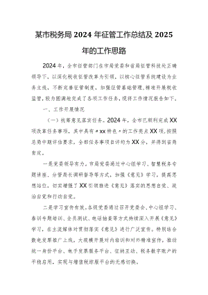 某市税务局2024年征管工作总结及2025年的工作思路.docx