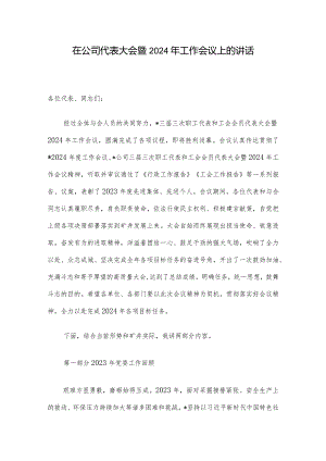 在公司代表大会暨2024年工作会议上的讲话.docx