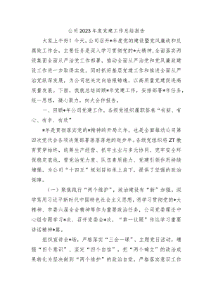 公司2023年度党建工作总结报告.docx