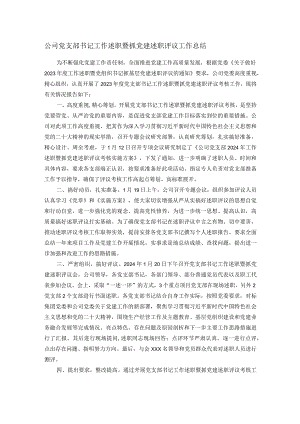 公司党支部书记工作述职暨抓党建述职评议工作总结.docx