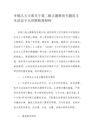 乡镇人大主席关于第二批主题教育专题民主生活会个人对照检查材料.docx