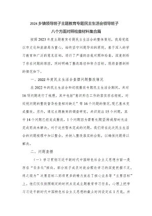 2024乡镇领导班子主题教育专题民主生活会领导班子八个方面对照检查材料集合篇.docx
