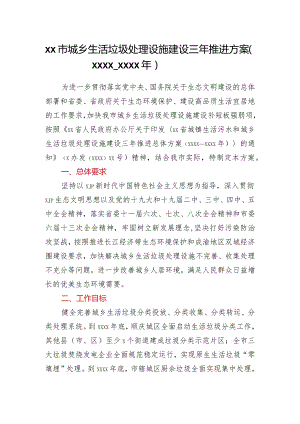 XX市城乡生活垃圾处理设施建设三年推进方案（2021—2023年）.docx