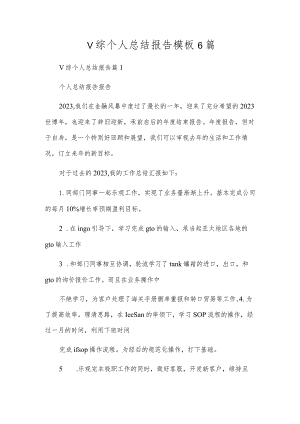 v综个人总结报告模板6篇.docx