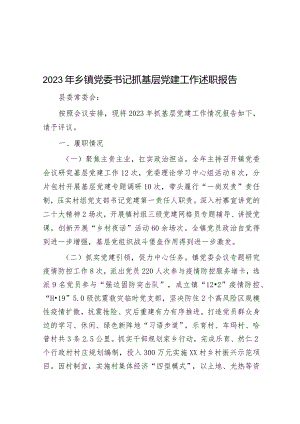 2023年乡镇党委书记抓基层党建工作述职报告.docx