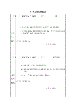 [施工资料]工地安全日记(55).docx