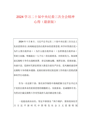 2024学习二十届中央纪委三次全会精神心得（最新版）.docx