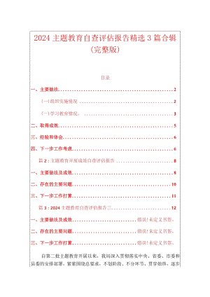 2024主题教育自查评估报告精选3篇合辑（完整版）.docx