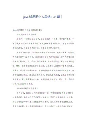 java试用期个人总结（33篇）.docx