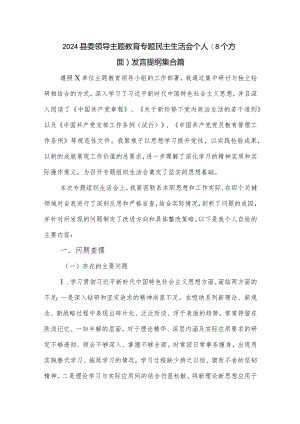 2024县委领导主题教育专题民主生活会个人（8个方面）发言提纲集合篇.docx