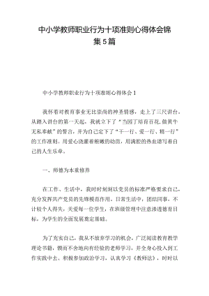 中小学教师职业行为十项准则心得体会锦集5篇.docx