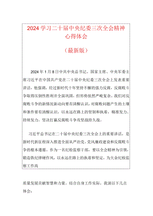 2024学习二十届中央纪委三次全会精神心得体会.docx