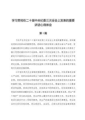 (6篇)学习贯彻在二十届中央纪委三次全会上发表的重要讲话心得体会.docx