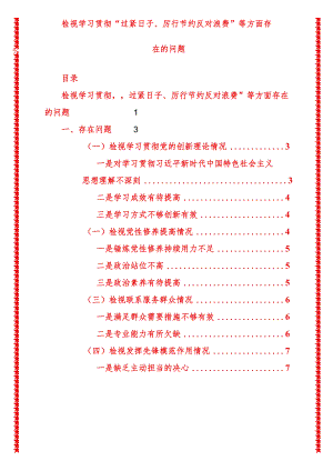2024年最新原创检视学习贯彻过紧日子、厉行节约反对浪费等方面存在的问题.docx