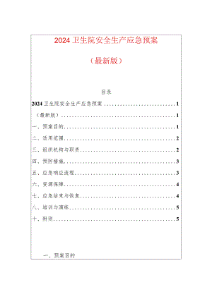 2024卫生院安全生产应急预案.docx