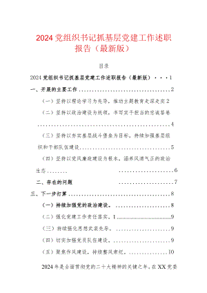 2024党组织书记抓基层党建工作述职报告（最新版）.docx
