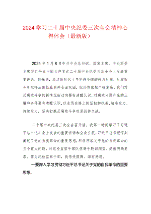 2024学习二十届中央纪委三次全会精神心得体会.docx