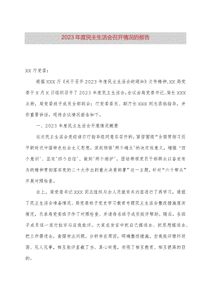 2023年度民主生活会召开情况的报告.docx