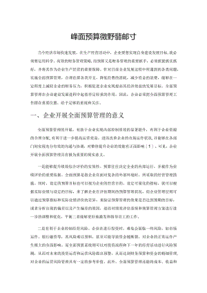 企业全面预算管理问题探讨.docx