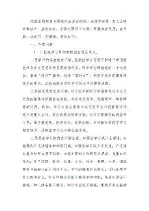 2023年度教育专题组织生活个人检查材料（四个方面）发言提纲班子六个方面.docx