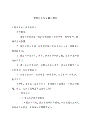 主题班会安全教育教案.docx