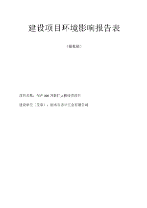 丽水市志华五金有限公司年产200万套打火机锌壳项目环境影响报告表.docx