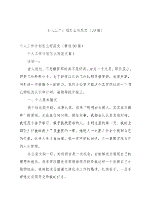 个人工作计划怎么写范文（30篇）.docx