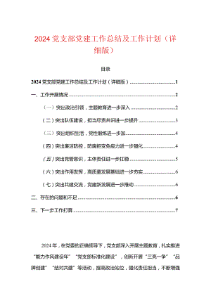 2024党支部党建工作总结及工作计划（详细版）.docx