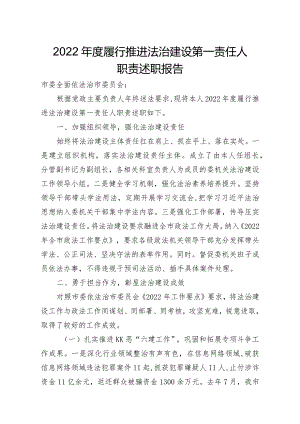 2022年度履行推进法治建设第一责任人职责述_.docx
