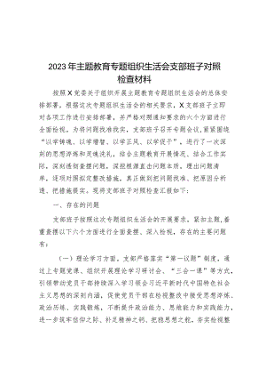 2023年主题教育专题组织生活会支部班子对照检查材料&【写材料用典】其嗜欲深者其天机浅.docx