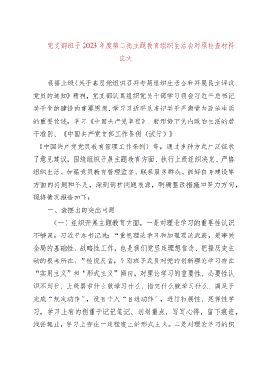 【4篇党支部班子】2023年主题教育专题组织生活会对照检查材料（开展主题教育+执行上级组织决定+严格组织生活+加强党员教育管理+联系服务群.docx