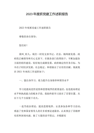 2023年度抓党建工作述职报告.docx