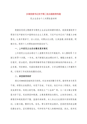 乡镇党委书记关于第二批主题教育专题民主生活会个人对照检查材料.docx