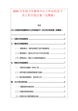 2024卫生院卫生服务中心工作总结及下一步工作计划方案（完整版）.docx