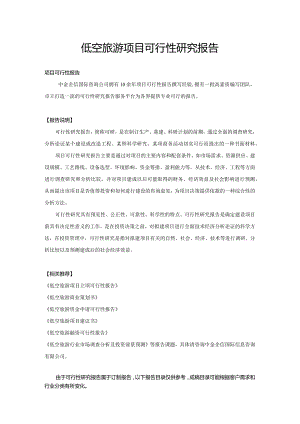 低空旅游项目可行性研究报告.docx