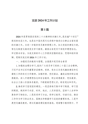 (八篇)支部2024年工作计划.docx