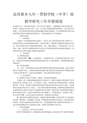 4皮西那乡九年一贯制学校学校教学设计研究三年发展规划.docx