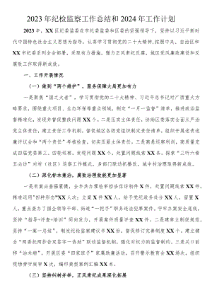 2023年纪检监察工作总结和2024年工作计划.docx