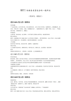 MBTI性格各类型适合的一般职业.docx