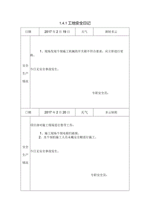 [施工资料]工地安全日记(22).docx