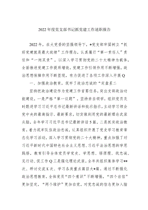 2022年度党支部书记抓党建工作述职报告.docx