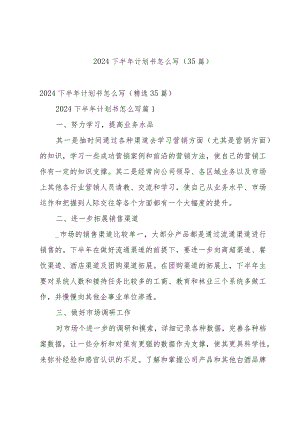 2024下半年计划书怎么写（35篇）.docx