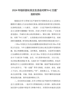 2024年组织部长民主生活会对照“6+2方面”剖析材料.docx