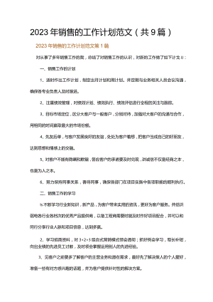 2023年销售的工作计划范文.docx
