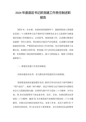 2024年度县区书记抓党建工作责任制述职报告.docx