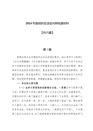 2024年度组织生活会对照检查材料【六篇】.docx