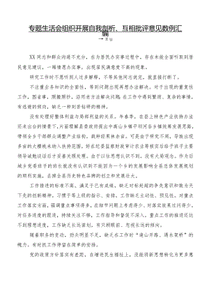 专题生活会组织开展自我剖析、互相批评意见数例汇编.docx